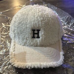 Sherpa Alphabet “H”Embroidered Winter Baseball Cap - Faux Fur, Trendy & Cozy